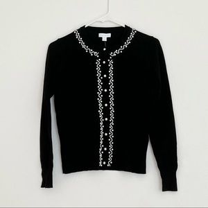 Charter Club Black Faux Pearl Embellished Cardigan